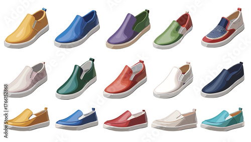 Slip-On Shoes Illustration Vectors featuring modern silhouettes, soft contours, and creative compositions that reflect simplicity, relaxation, and timeless everyday fashion.
