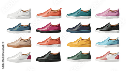 Slip-On Shoes Illustration Vectors showcasing minimalist designs, smooth textures, and stylish tones that capture comfort, convenience, and the effortless charm of casual elegance.