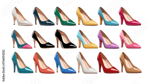 Pumps Shoes Illustration Vectors showcasing elegant high-heel designs, smooth curves, and refined details that capture femininity, sophistication, and timeless fashion allure.