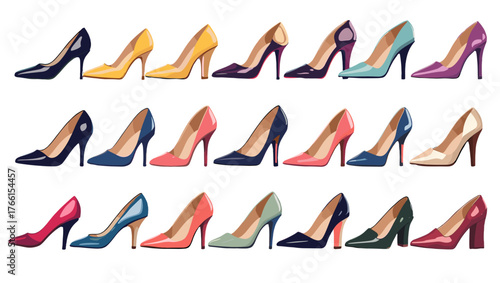 Kitten Heels Shoes Illustration Vectors featuring graceful silhouettes, polished textures, and artistic compositions that reflect charm, elegance, and the allure of classic style.