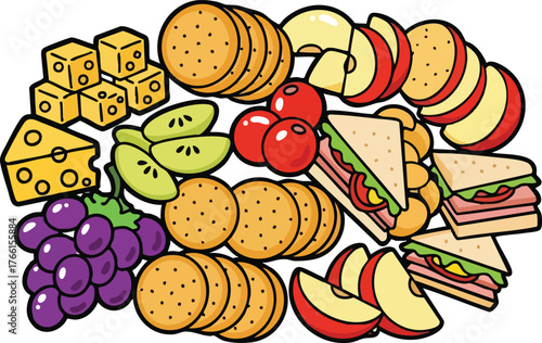 A Platter Of Cheese Crackers Grapes Sliced Apples And Sandwiches A Feast For The Senses