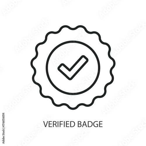 Verified badge thin line vector icons.