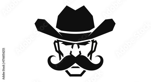Stylized black cowboy head with prominent mustache and hat