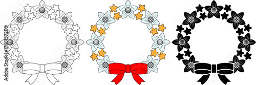 circular Funeral wreaths icon set