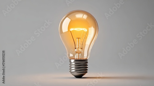 A glowing light bulb illuminates a simple background, symbolizing ideas, innovation, and creativity.