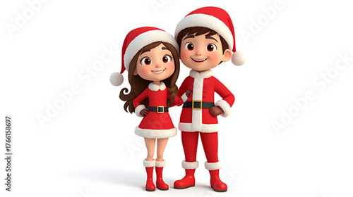 couple in santa claus costume and little girl