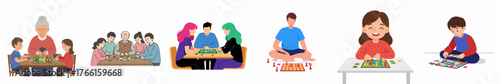 Colorful Handdrawn Diverse People Playing Game Illustration with Different Poses