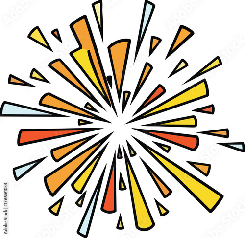 Explosion Of Vibrant Colors And Shapes Radiating From The Center White Background