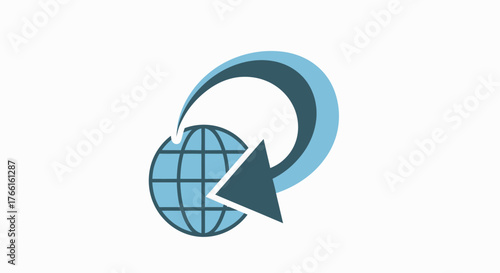 Simple graphic logo of a stylized earth with a circular arrow, illustrating concepts of global renewal, worldwide delivery, and web access