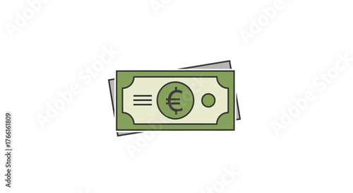 Minimalist euro banknote illustration, a simple financial symbol representing currency and wealth