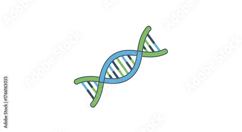 Minimalist DNA helix icon depicted in a simple flat design. Vector graphic of a double spiral structure representing genetics, biology, and molecular science
