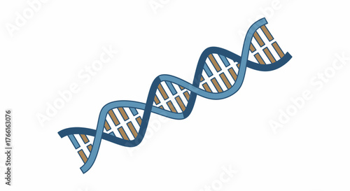 Abstract visualization of a DNA double helix structure, representing genetics and biological science on a clean background