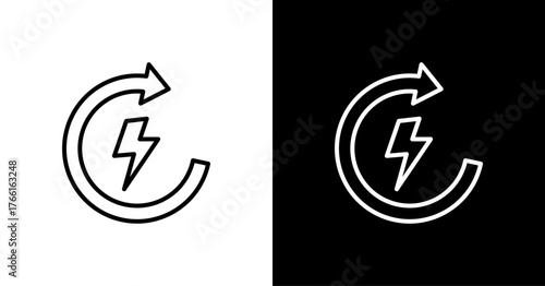 Energy Restart White Icon Set Design