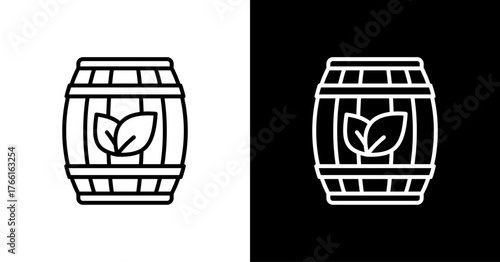 Leaf Barrel White Icon Set Design