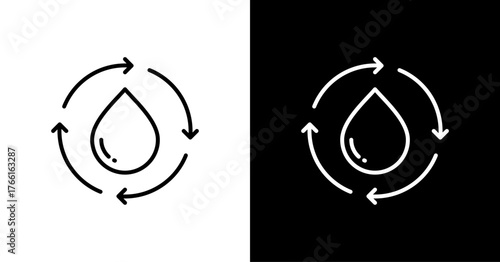 Water Treatment White Icon Set Design