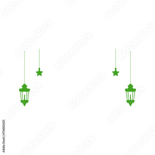 Green Lanterns and Stars on Black Background