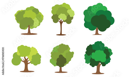 Green Nature Trees Vector Icon Set for Environment and Landscape Design,Eco Tree Vector Icons ? Forest, Plant, and Green Nature peck..eps