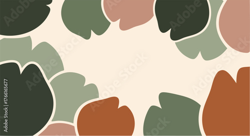 Abstract Leaves Pattern in Earth Tone Colors.