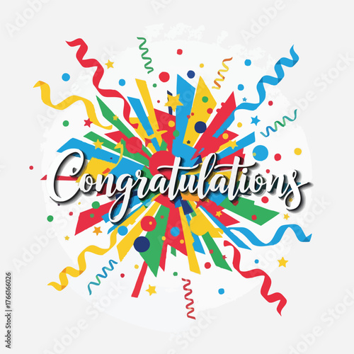 Congratulations Celebration Confetti Banner Graphic.