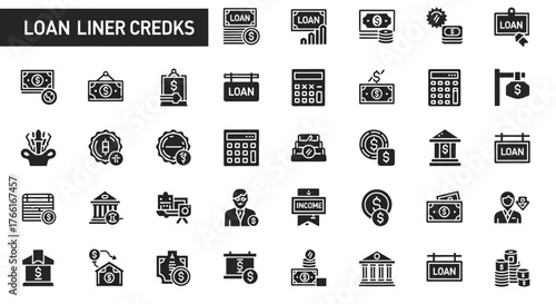 Streamline Your Finances with Loan & Credit Icons for Modern Banking Apps and Financial Services Explainer Videos, Perfect for Business Presentations