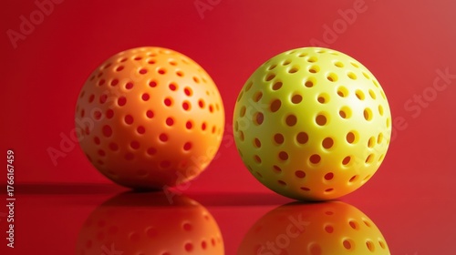 Abstract Colorful Sphere Duo on Red Background