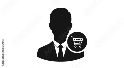 Reach Your Target Audience With This Professional Shopping Cart Profile Illustration, A Great Way to Show Off Your Business and Products Online Now