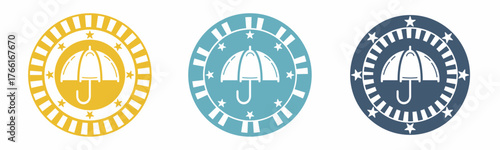 Umbrella icon. Umbrella illustration label design. Design for business. Vector illustration.