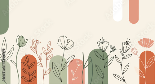 Botanical floral illustration seamless pattern.