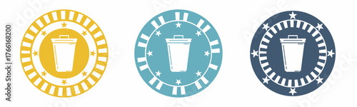 Trash icon. Trash bin illustration label design. Design for business. Vector illustration.