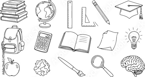 Inspiring learning tools and school supplies vector art for educational projects creates a classic study vibe for students and teachers alike