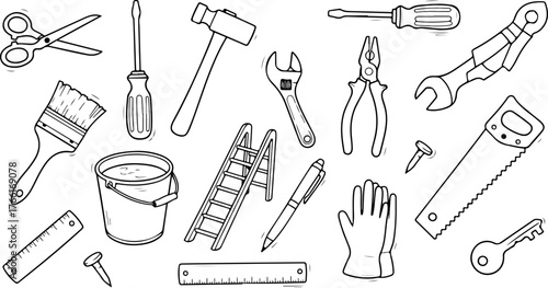 Handyman toolkit essentials ideal for home improvement projects, DIY repairs, construction, and maintenance, perfect for renovation and building tasks