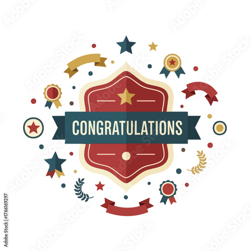 Celebration Congratulations Award Badge Design.