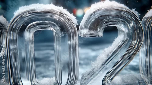 Frozen Year Number 2026 in Winter Snow