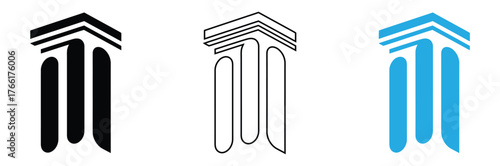Elegant column logo for legal services or architecture firm,pillar justice swoosh solution logo icon symbol design template illustration inspiration,Vector art of column icon set for architecture