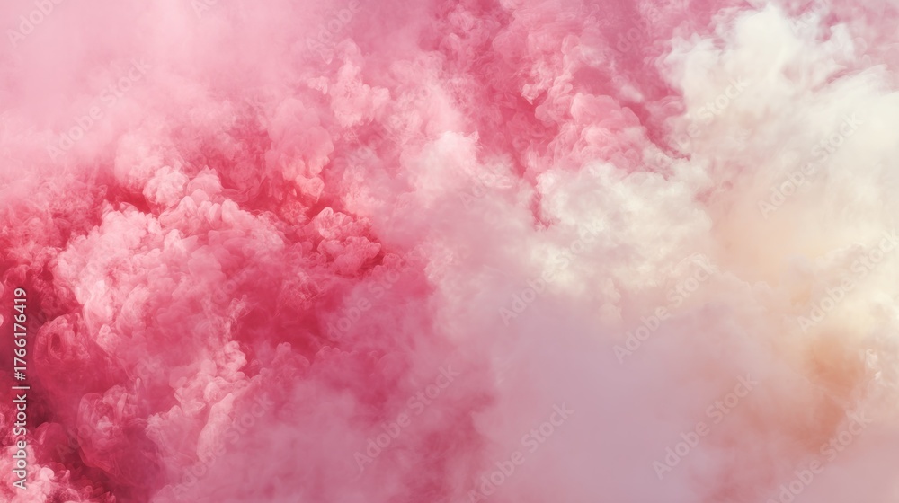Fototapeta premium Pink and white clouds in the sky, with a gradient effect from pink to white, creating a soft and dreamy atmosphere.