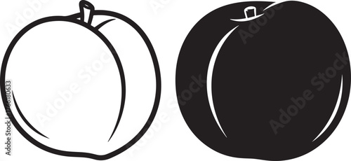 Two plums one outline one black silhouette