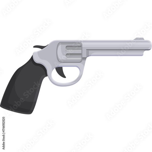 Photography Detailed illustration of a silver revolver with a black grip isolated on a trans