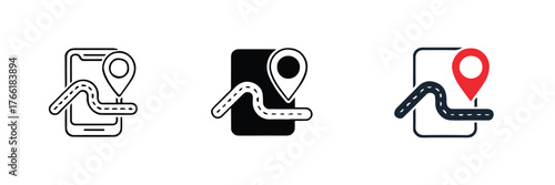 location pin and route map icons mobile navigation gps symbols versatile vector ai eps jpeg png