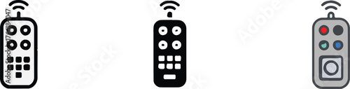 remote control icons flat vector set wireless controller button grid minimalist grayscale colorful