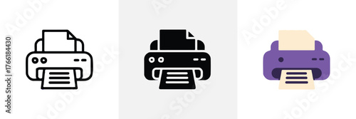modern printer icon family outline glyph silhouette and colored vector ai eps plus raster jpeg png for branding