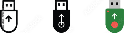 set of usb flash drive icons vector flat minimal usb symbols for tech ui branding and storage design