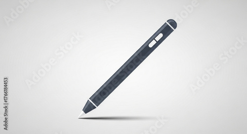 Illustration of a black stylus pen for touch screen devices, a modern input tool for tablets and smartphones on