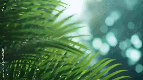 palm leaves blowing in the gentle breeze. 4k UHD quality.