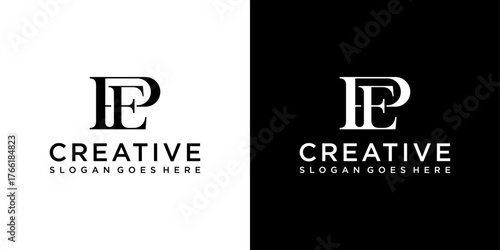 EP or PE initial letter logo design vector
