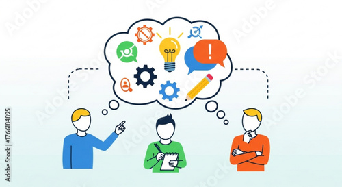 Brainstorming session with team members sharing ideas and solutions, fostering collaboration and innovation