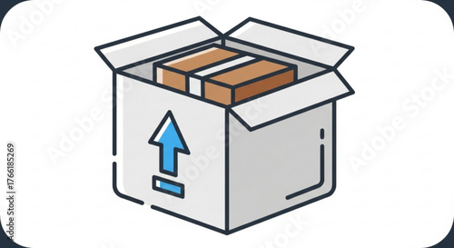 Open delivery box, symbolizing package delivery, shipping, and the convenience of online shopping