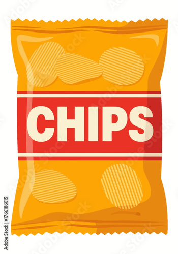 Cartoon Chips Bag Vector Illustration - Snack Food Icon & Clipart