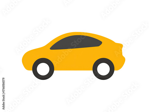 Simple minimal car icon flat design ultra clean on transparent background