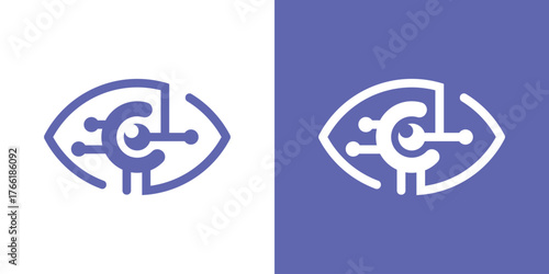 A modern logo combining an eye and circuit lines, symbolizing vision, technology, and digital innovation.