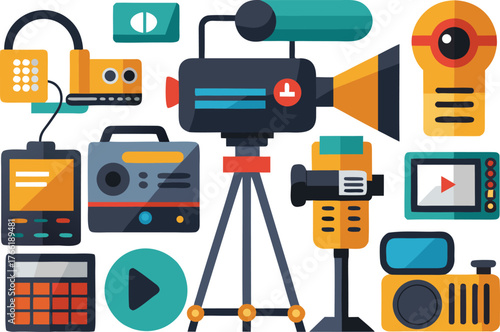 Dynamic collection of modern video production equipment and recording devices for creative projects